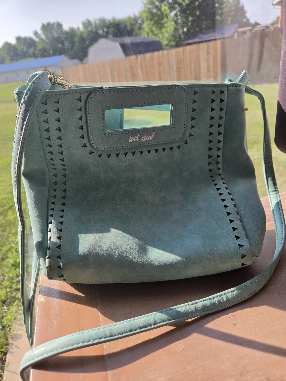 Vintage Wet Seal Teal Cutout Crossbody Bag Nwot